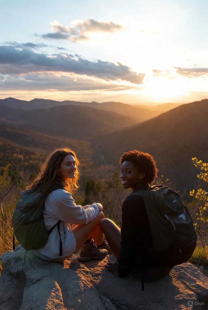 Female Hikers - Clove Creek Cabin