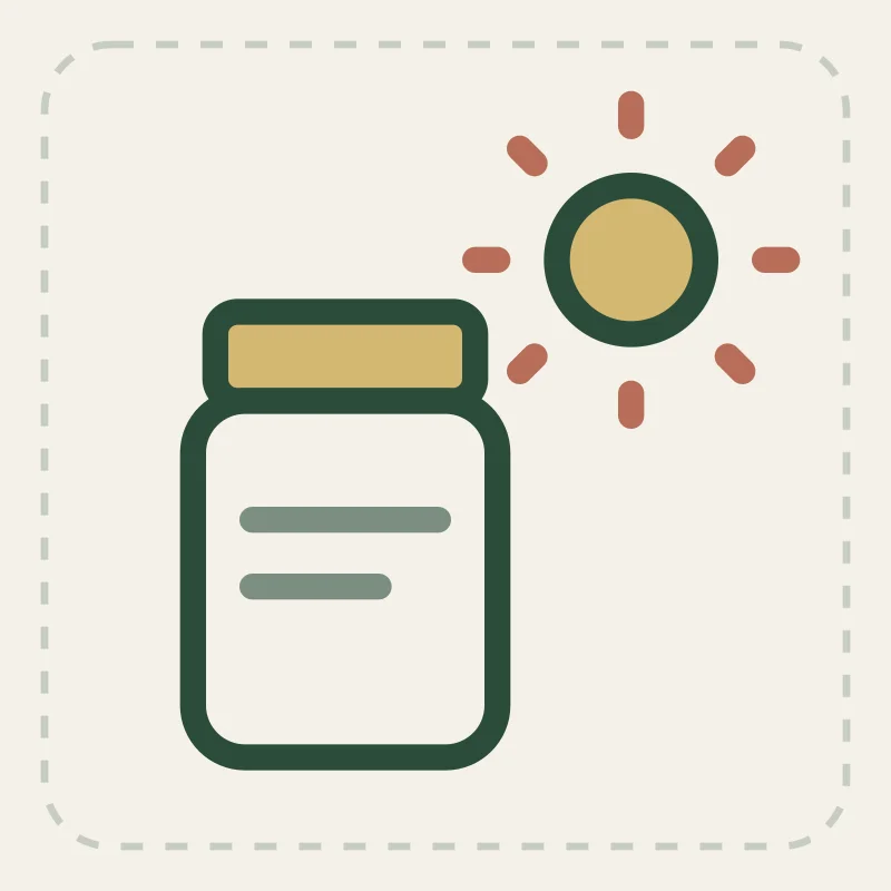 Illustration of a vitamin bottle and sun